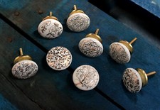 White & Gold Vintage Ceramic Cabinet Knobs Drawer Pulls Cupboard Dresser knobs 