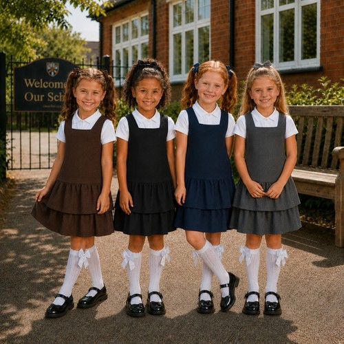 Girls layered school pinafore - layered,