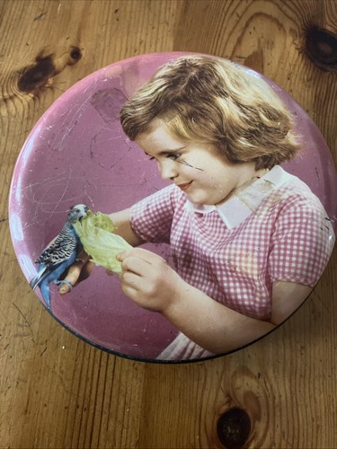 Vintage blue bird toffee tin - blue,