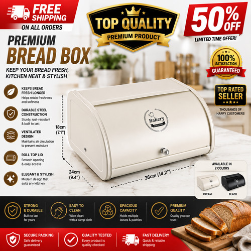 Metal roll top - bin, black