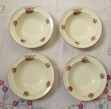SET OF 4 VINTAGE SAMPSON BRIDGWOOD DESSERT BOWLS FLORAL & GILT DECORATION