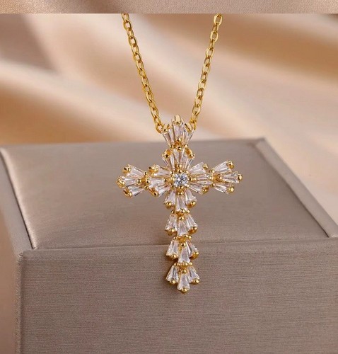 Elegant crystal cross pendant - elegant,