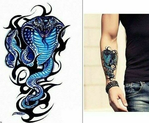 Cobra snake temporary tattoo - cobra,
