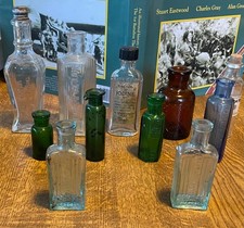 Vintage and Antique Chemist Poison Bottles Job Lot x 11 Various Sizes See Photos