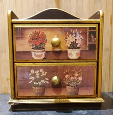 Vintage Floral Two-Drawer Wooden storage Box - Perfect for Spring Decor 2025