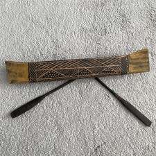 Vintage Wooden Miniature Canoe with Paddles