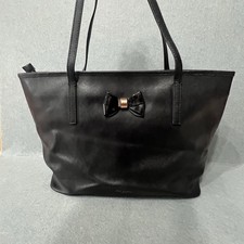 Ted Baker Black Leather Bow Shopper Tote Bag With Zip & Pouch – Women’s