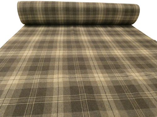 Brown tartan check wool - brown,