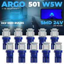 24v 501 Led Blue Side Light 507 W5W 5 Smd T10 Hella Spot Capless Bulbs HGV Truck