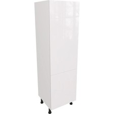 Fully Assembled 600mm Kitchen Tall Larder Unit With Plain Slab Gloss White Doors