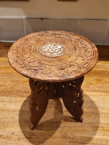 Vintage carved wooden folding - vintage,