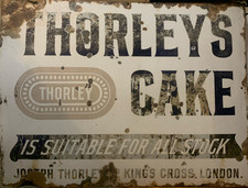 Genuine THORLEYS CAKE Enamel Sign Advertising LARGE 48” X 36” Joseph Kings Cross