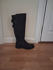 CLARKS ORINOCO TANGO WOMENS KNEE HIGH BLACK NUBUCK LEATHER BOOTS UK SIZE 5.5 D