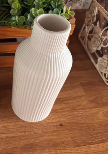 Ribbed ceramic vase 20 cm - -,