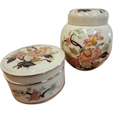 Sadler Floral Ceramic Ginger Jar and Trinket Box Set Staffordshire England