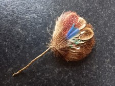 FEATHER PLUME LEATHER BACKED