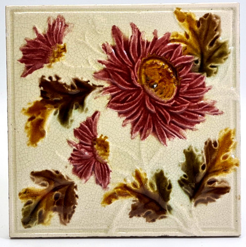 Antique fireplace tile - fireplace, relief