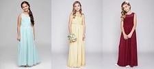 BHS Bridesmaid Dress Teen Illusion Merlot Age 8-9, Lemon 10-11 BNWT