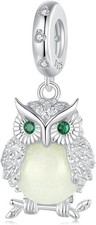 Glowing owl dangle - owl, sterling