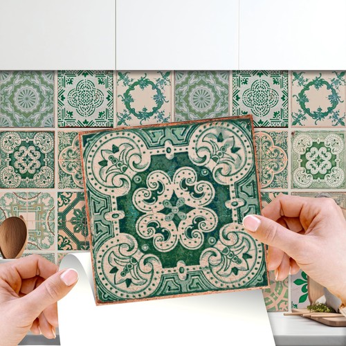 24x walplus 15cm green vintage - 24x,