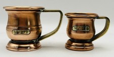 Pair Antique Copper & Brass 1/2 Gill  & 1/4 Gill Measures. Tankard Measures