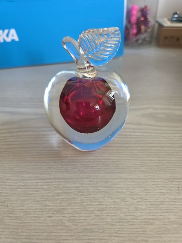Glass apple paperweight with - glass,