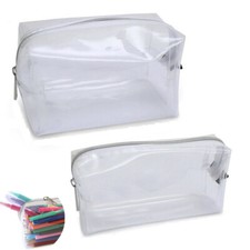 Large or Small Clear Exam See Through Transparent Pencil Case Toiletry Bag Home