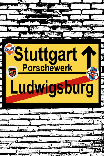 Porsche factory road sign - porsche,