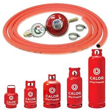 PROPANE GAS BOTTLE REGULATOR WITH PRESSURE DIAL 3m ORANGE HOSE 37mbar SCREW ON