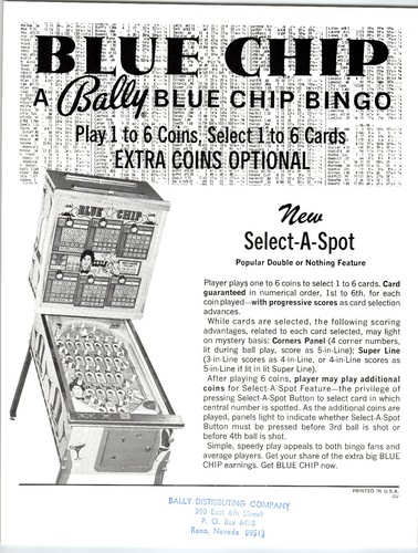 Bally blue chip bingo pinball - bally,