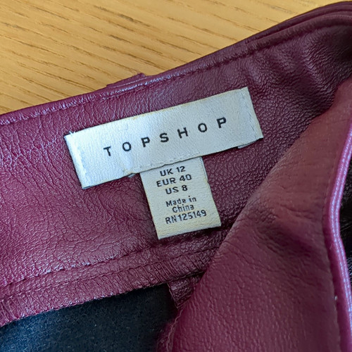 Topshop burgundy faux leather - burgundy,