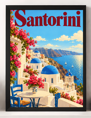 Santorini greece print - greece, a4
