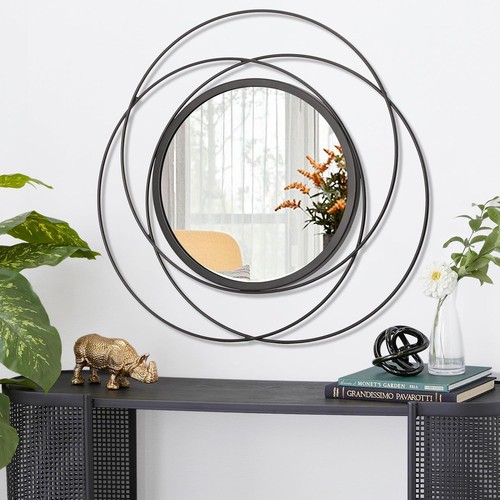 Round wall mirror black - round,