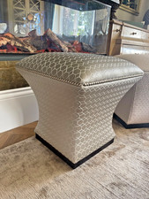 The Sofa & Chair Company concave stool silver geometric fabric rrp £1750.