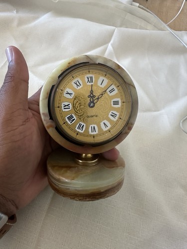 Marble onyx mantle clock - marble,