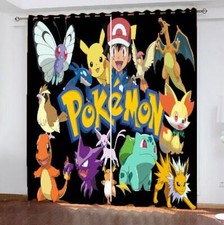 Pokemon Pikachu Thick 3D Blackout Curtains Kids Bedroom Thermal Ring Top Eyelet