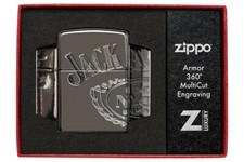 Zippo ARMOR Lighter JACK DANIEL'S DEEP CARVE Multicut Black Ice NEW Rare