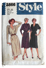 Style 2866 Vintage Sewing Pattern Dress Size 12 Bust 34.25" 1970's Glam Disco