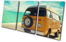 Camper Van Seaside  Transportation TREBLE CANVAS WALL ART Picture Print
