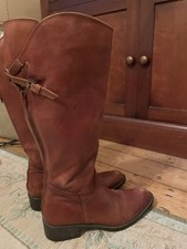 Vintage Ravel Y2K Knee High Boots Brown Leather UK 4 EU 37