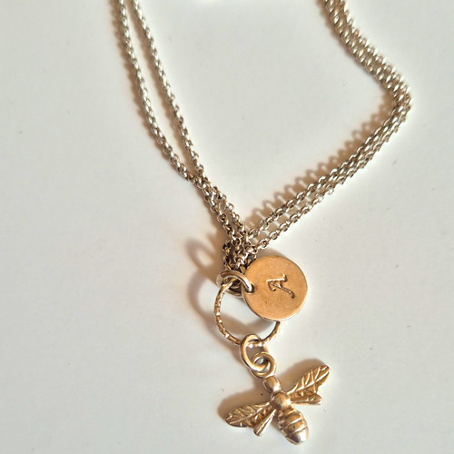 Silver curb chain - chain, bee