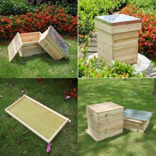 2/3/4 Tier Langstroth Beehive Kit Solid Pine Wood Brood Box Weatherproof Roof