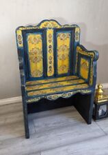 Hand painted, Indian/boho inspired Monks Bench with seating, unique settle