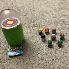 Mighty Beanz Lot With Green Canister Holder Mixed Beanz Bundle
