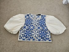 ZARA Blue & Peach Cropped