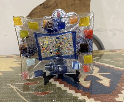 Fused glass trinket square - fused,