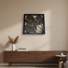 3 Leaf Wall Art 3D Matt Black