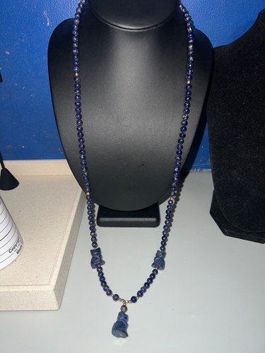 Vtg carved lapis - carved, cat
