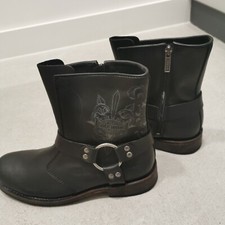 Harley Davidson UK 7 Classic Engineer Black Leather Men Boots Motor Bike Shoes