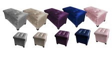 Velvet Folding Storage Ottoman